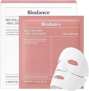 BIODANCE Bio-Collagen Real Deep Mask, Hydrogel Mask, Pore Minimizing, Elasticity Improvement, Korean Skincare | (34g) x 4