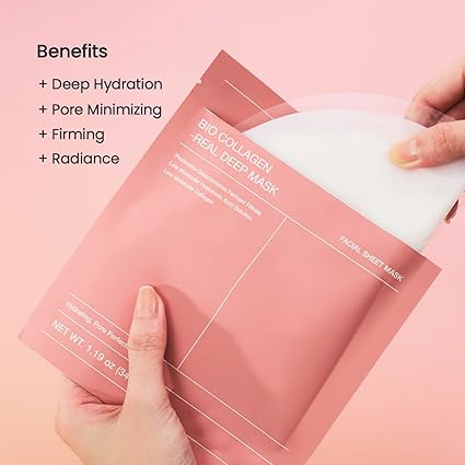 BIODANCE Bio-Collagen Real Deep Mask, Hydrogel Mask, Pore Minimizing, Elasticity Improvement, Korean Skincare | (34g) x 4