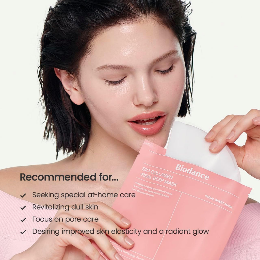 BIODANCE Bio-Collagen Real Deep Mask, Hydrogel Mask, Pore Minimizing, Elasticity Improvement, Korean Skincare | (34g) x 4
