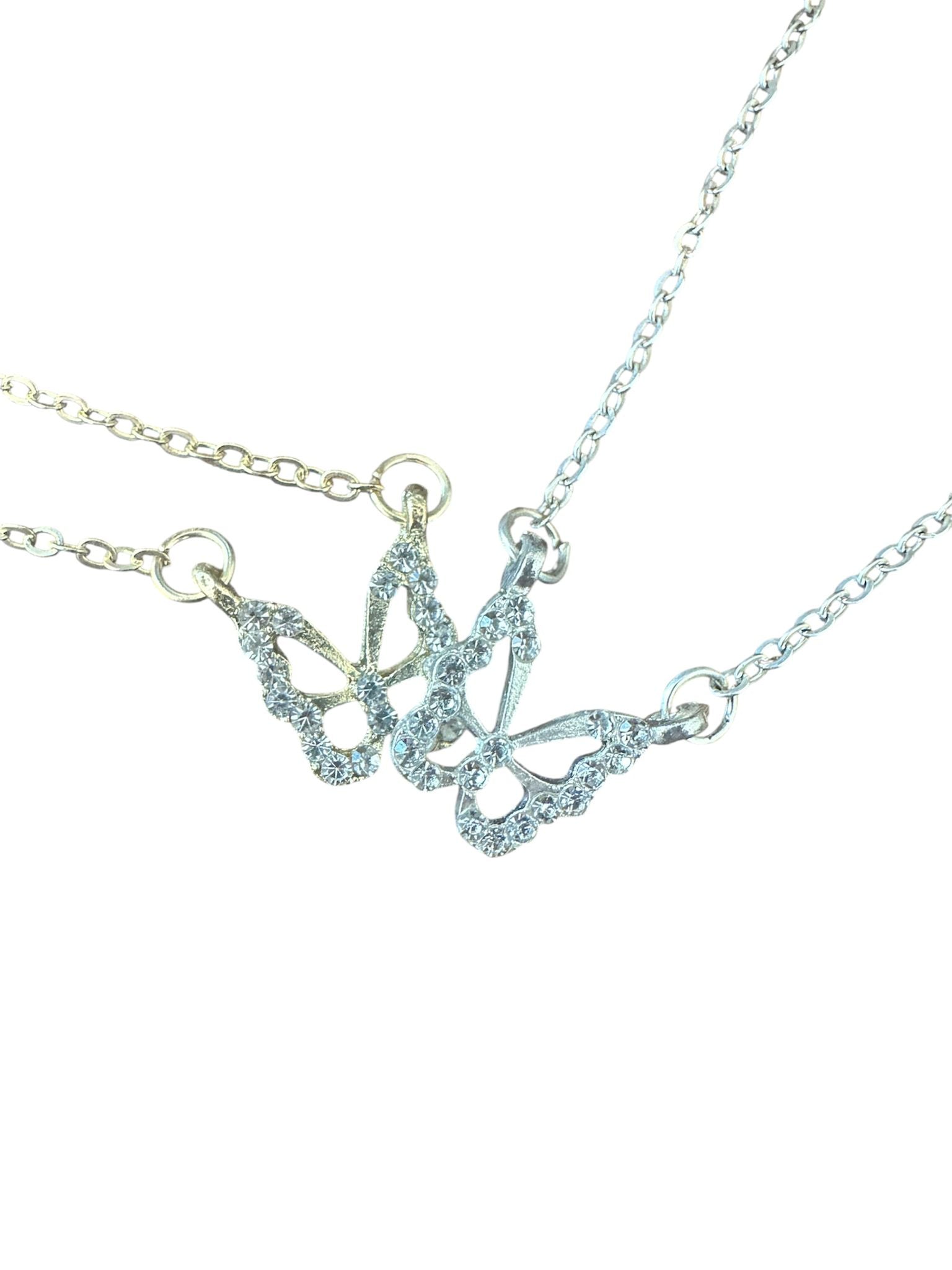 Crystal Butterfly Pendant Choker Necklace