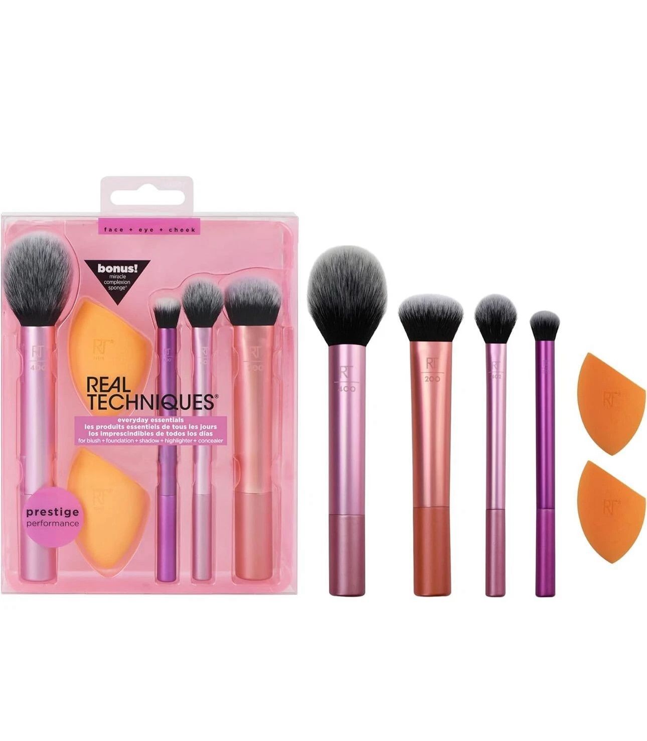 Real Techniques Everyday Essentials Brush Set + Makeup Sponge