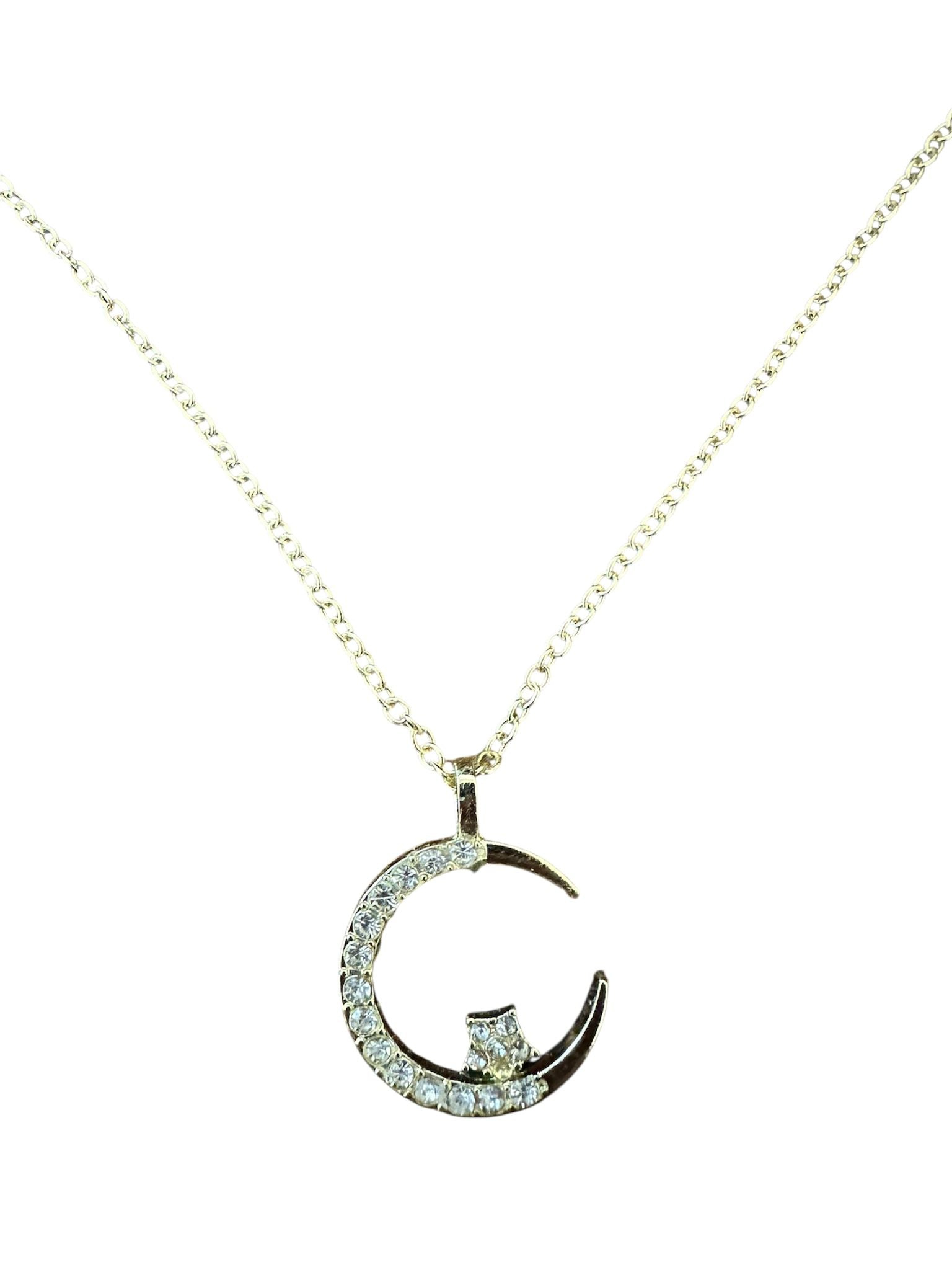 Crystal Moon Pendant Necklace
