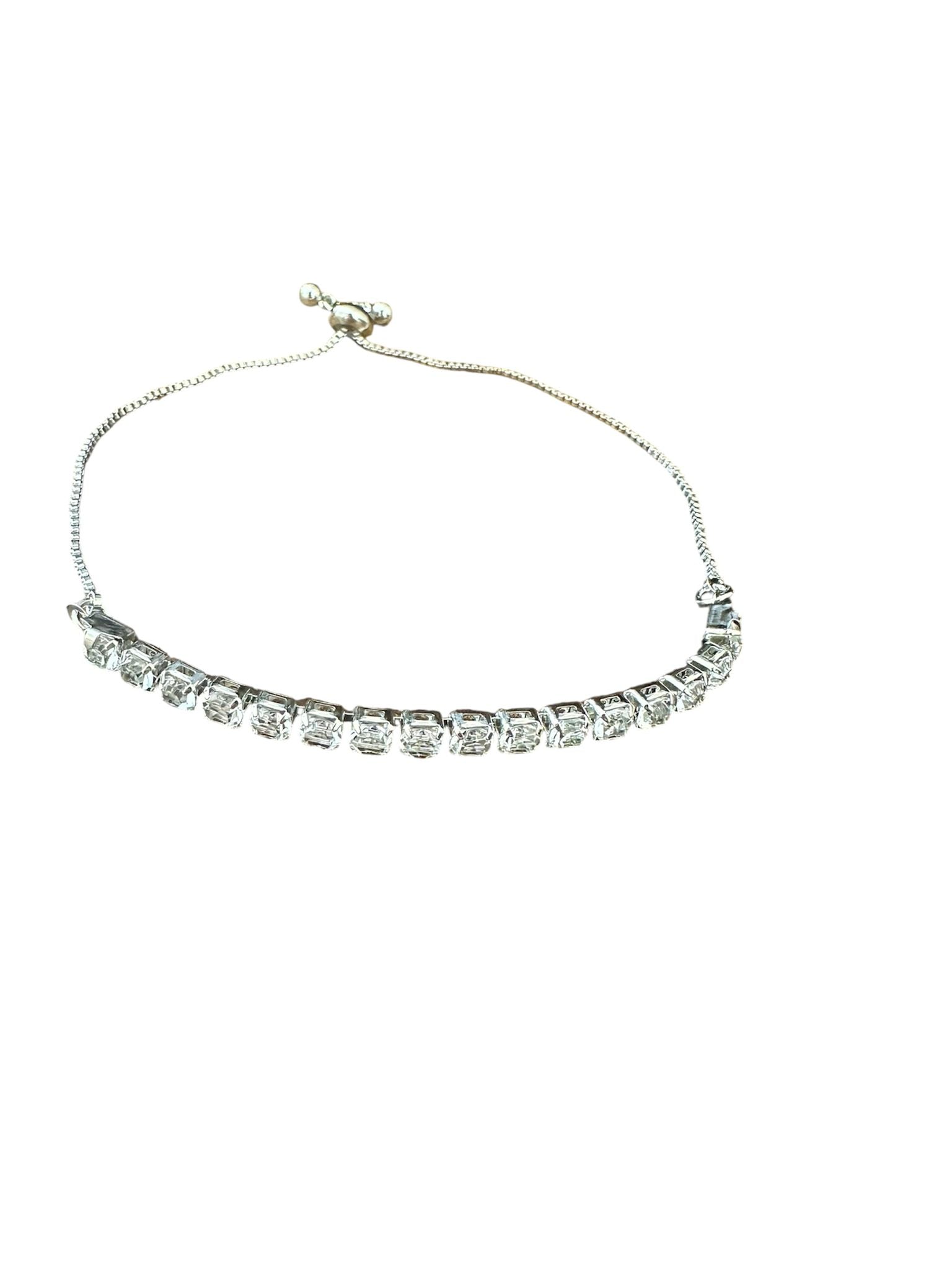 Silver-Plated Zircon Charm Bracelet for Women