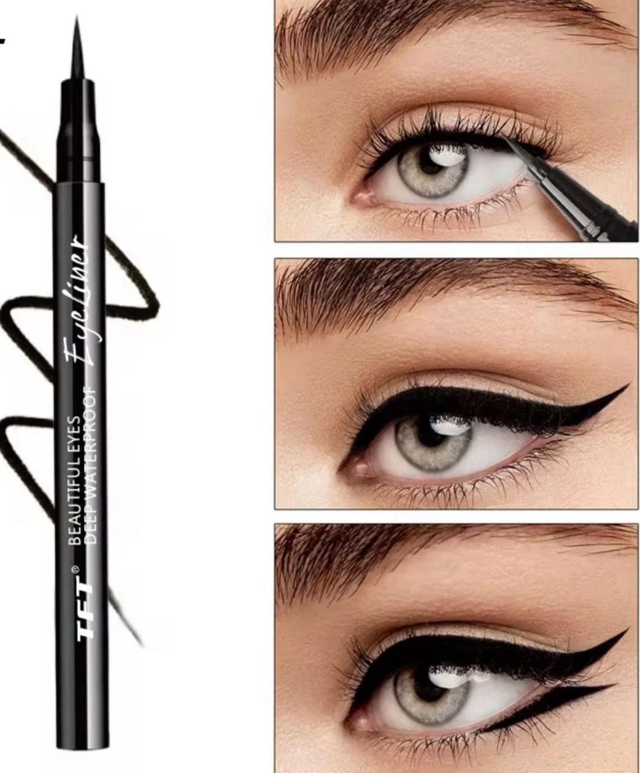 Waterproof & Sweat-Proof Black Eyeliner Pencil - Long-Lasting, Smudge- Pro