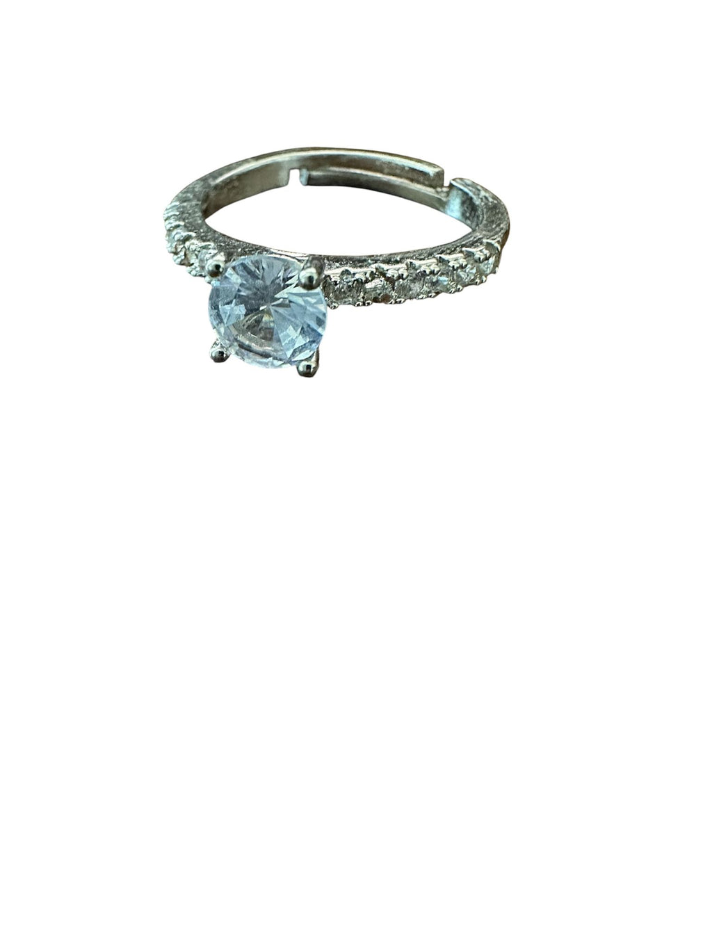 Silver-Plated Zirconia Engagement Ring