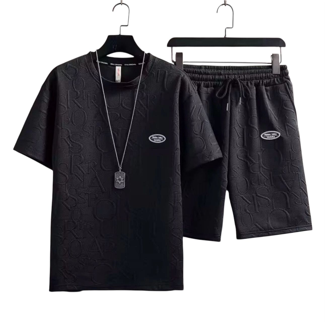 Men’s 3D Embossed T-Shirt & Shorts Set