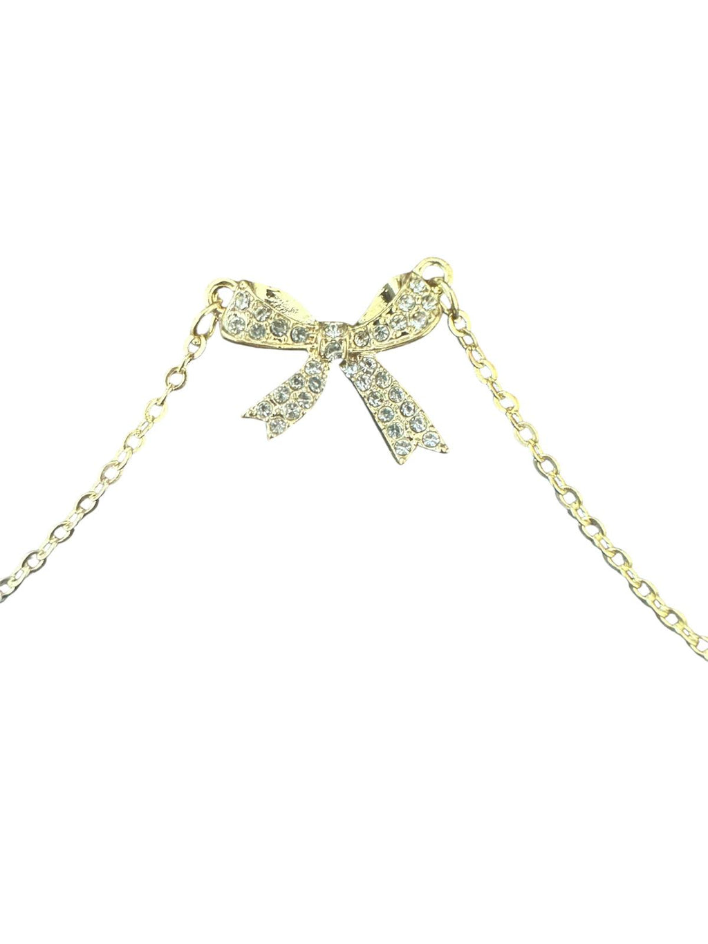 Gold Color Bowknot Rhinestone Pendant Necklace