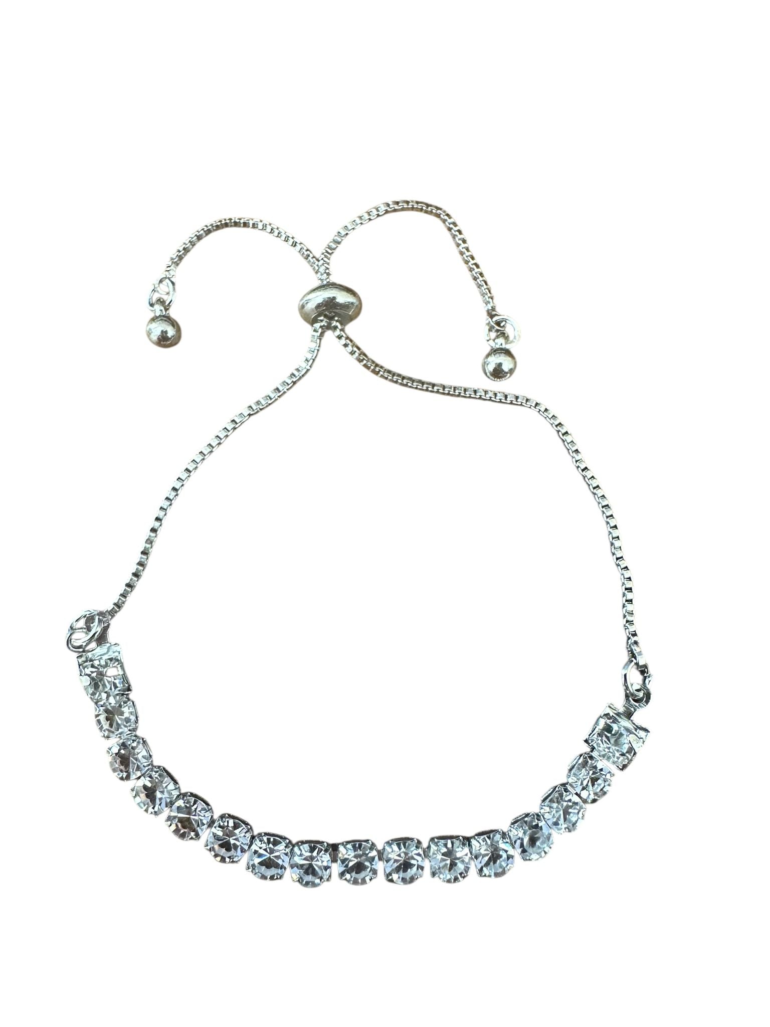 Silver-Plated Zircon Charm Bracelet for Women