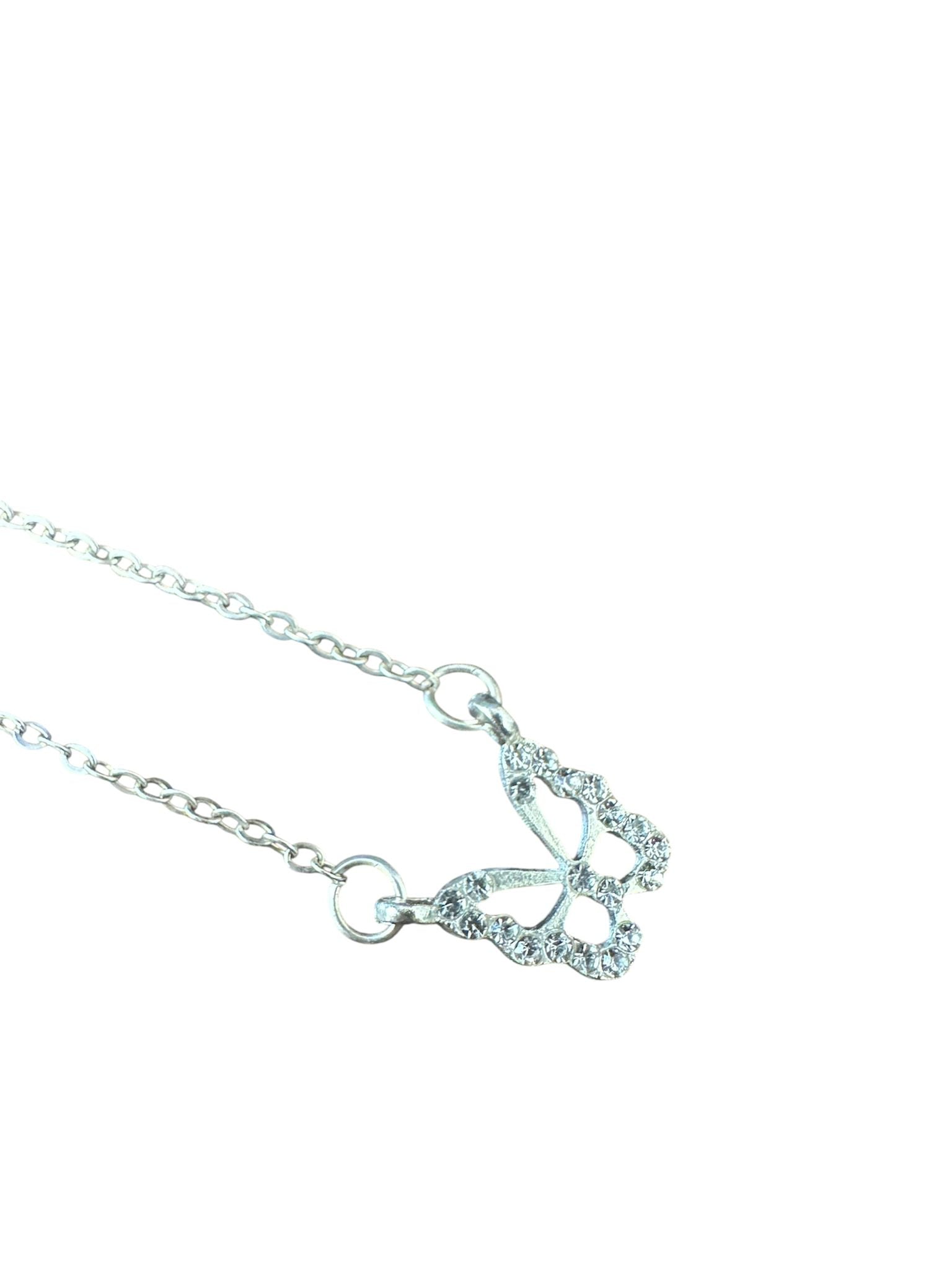 Crystal Butterfly Pendant Choker Necklace