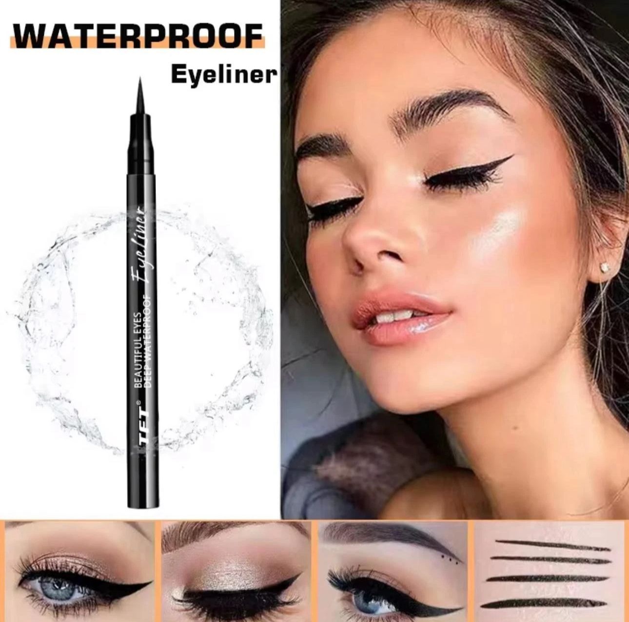 Waterproof & Sweat-Proof Black Eyeliner Pencil - Long-Lasting, Smudge- Pro