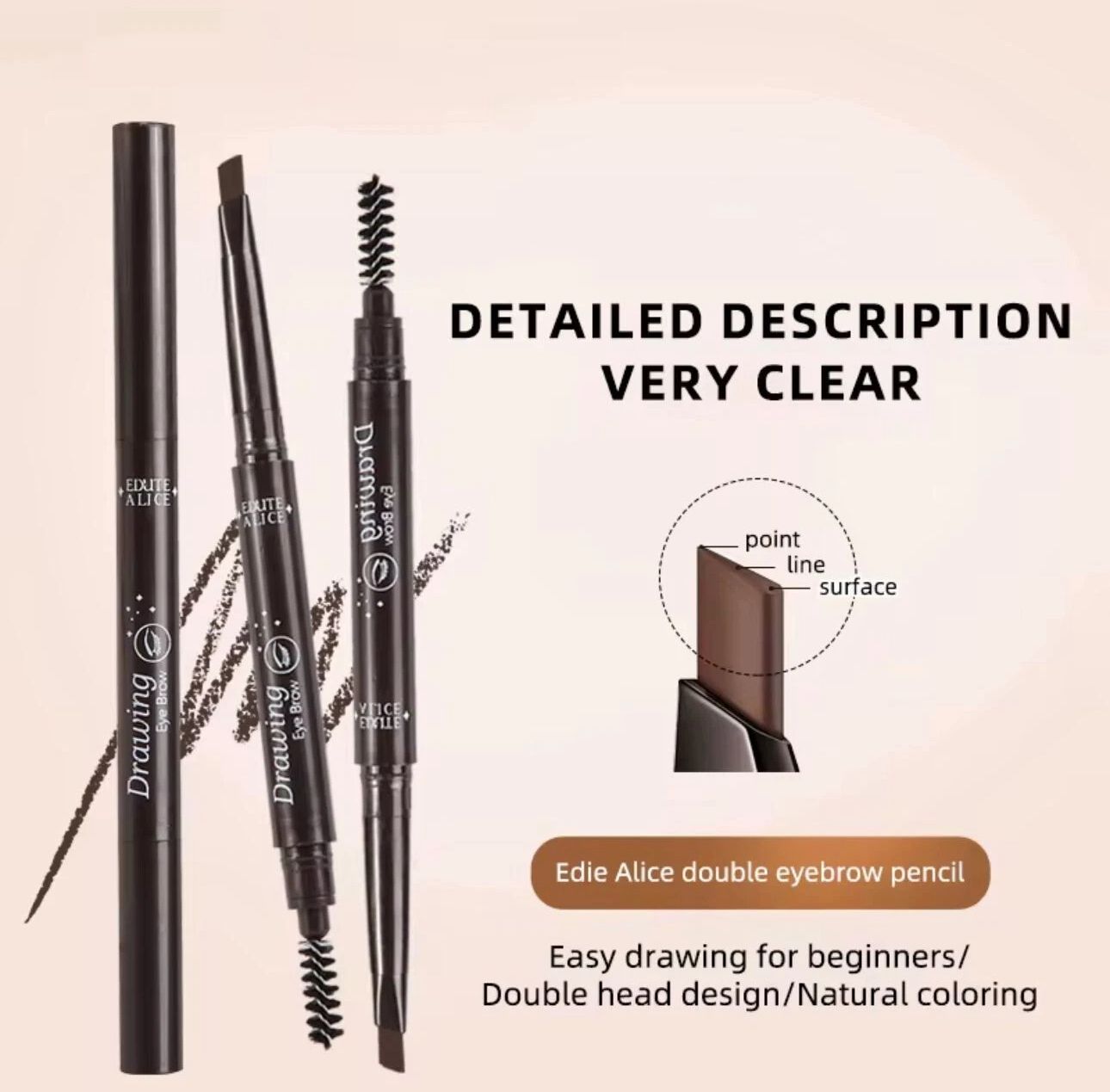 Eyebrow Pencil & Brush – Fine Definition Waterproof Shaper