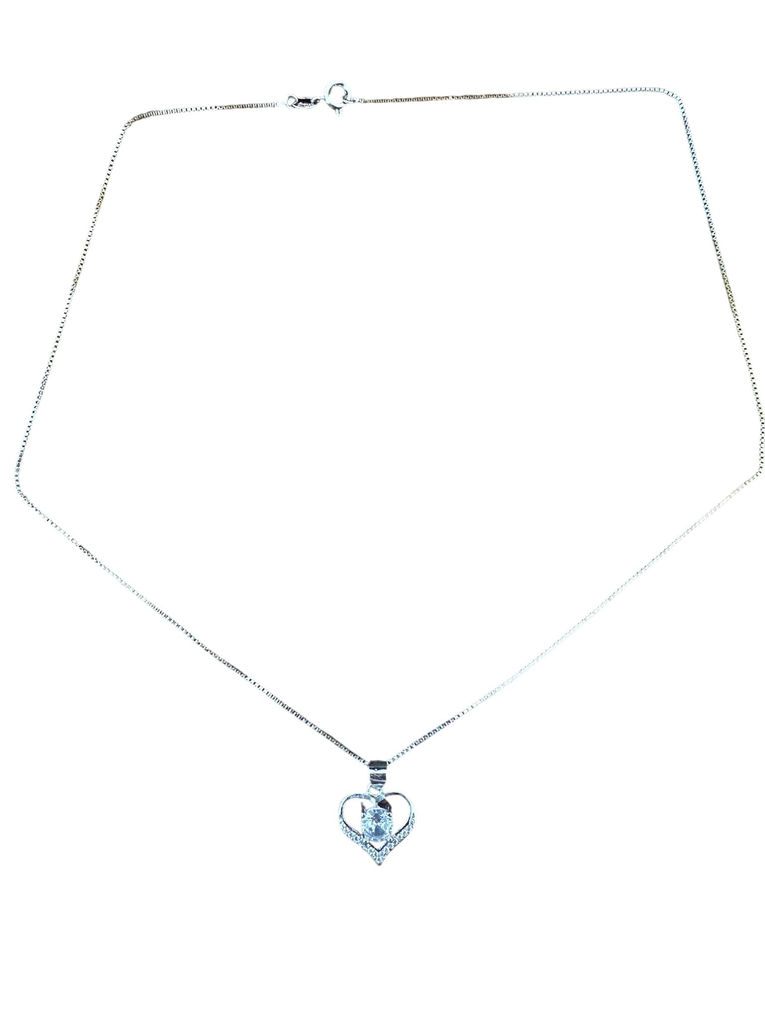 Hollow Heart Zircon Necklace