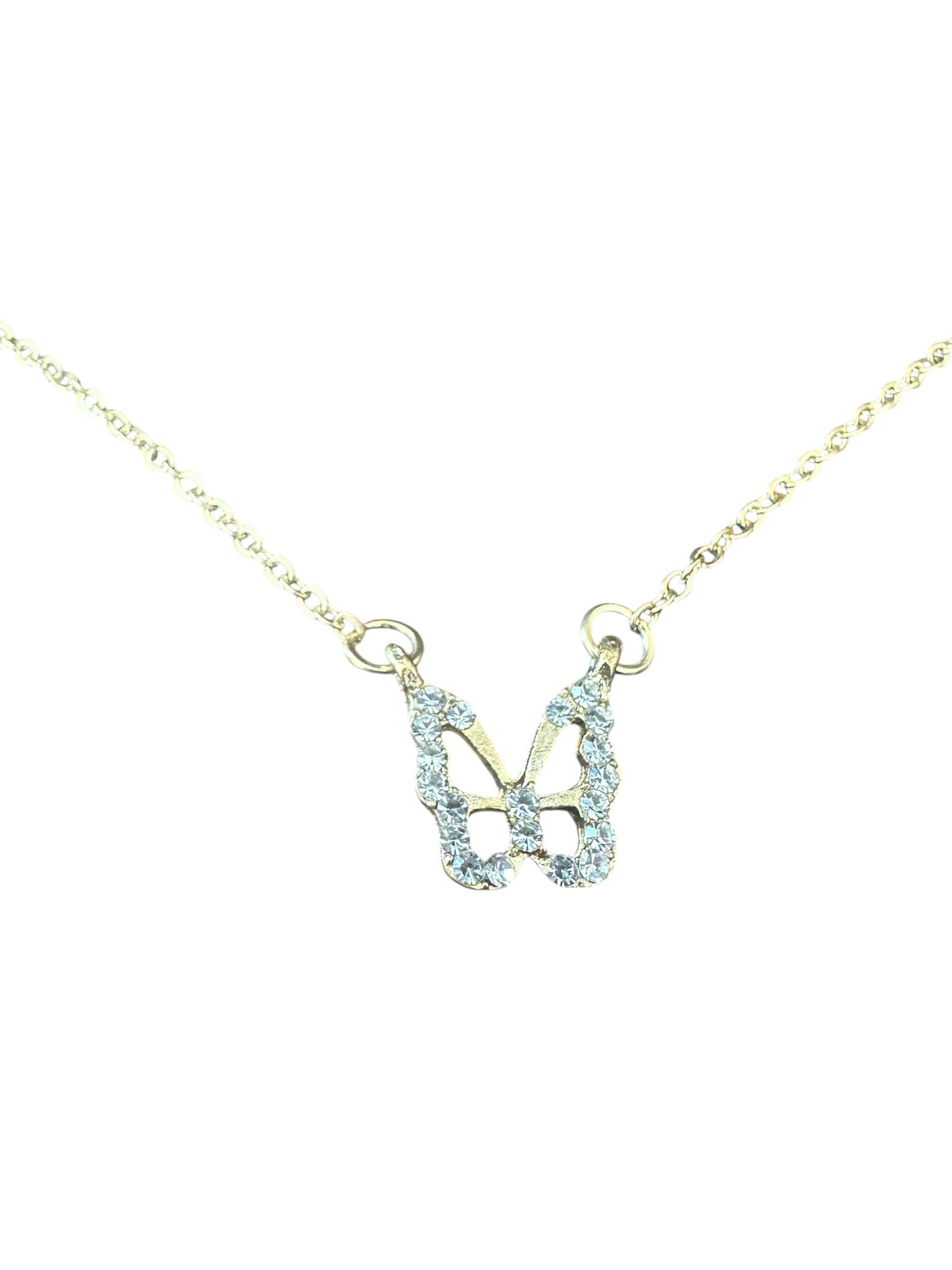 Crystal Butterfly Pendant Choker Necklace