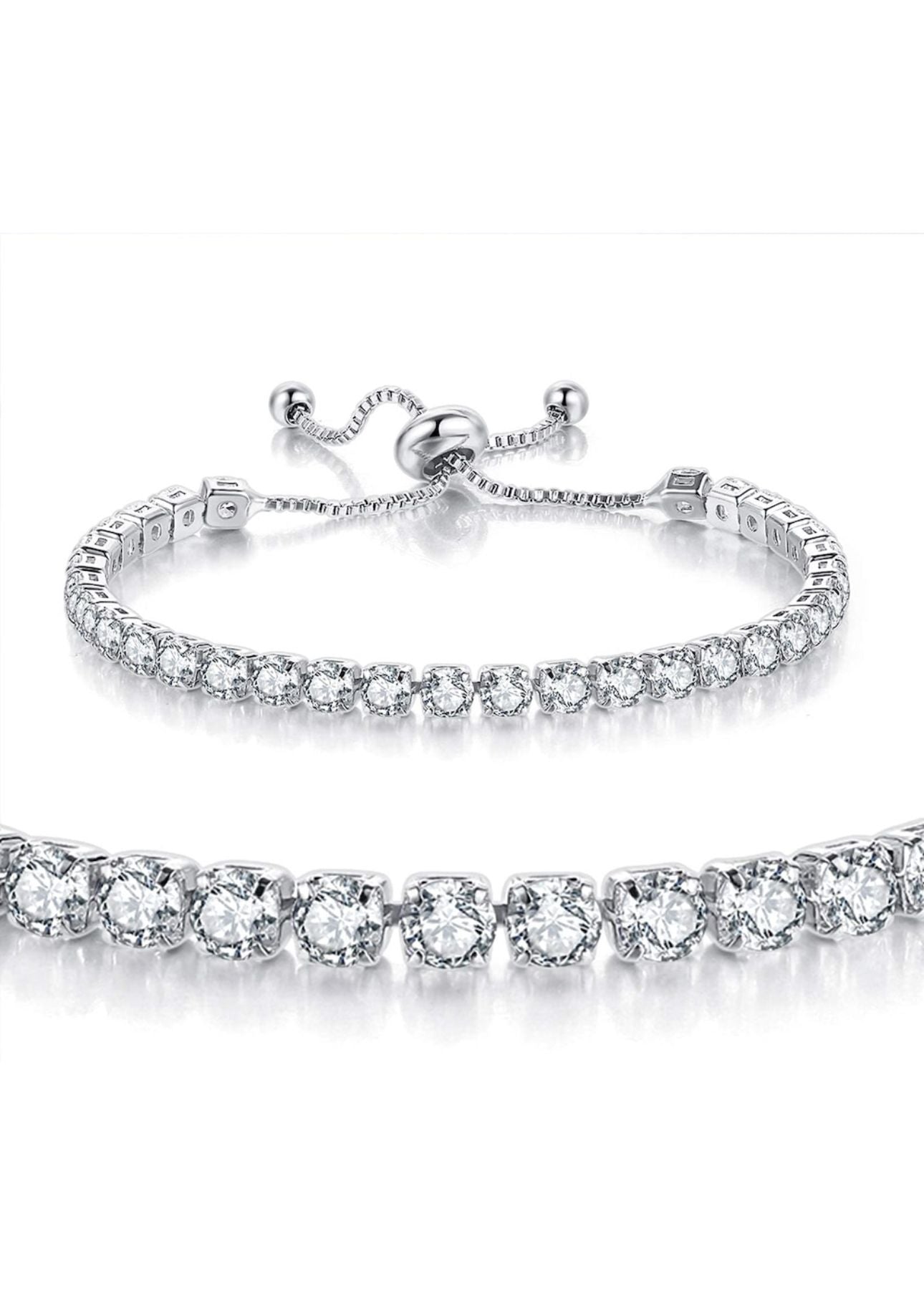 Silver-Plated Zircon Charm Bracelet for Women