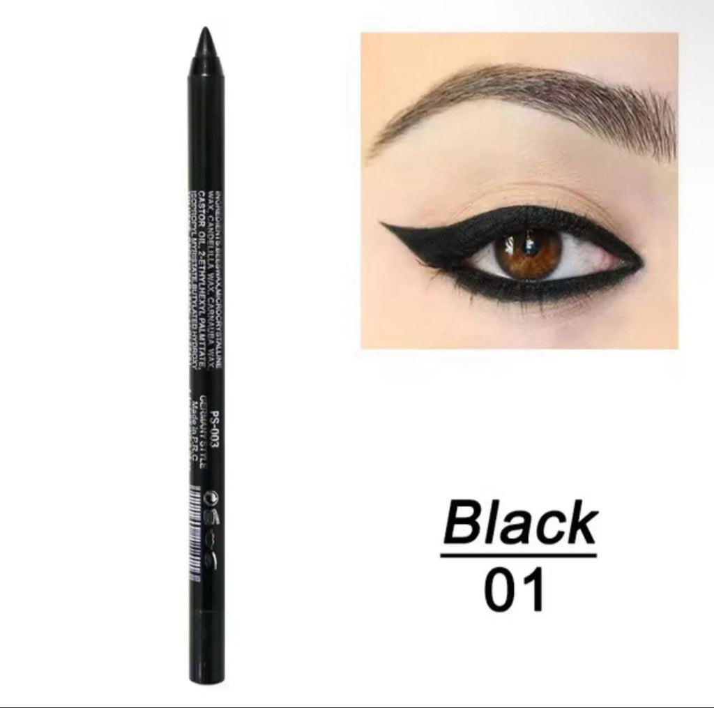 Waterproof & Sweat-Proof Black Eyeliner Pencil - Long-Lasting, Smudge- Pro