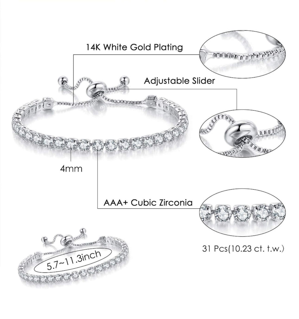 Silver-Plated Zircon Charm Bracelet for Women