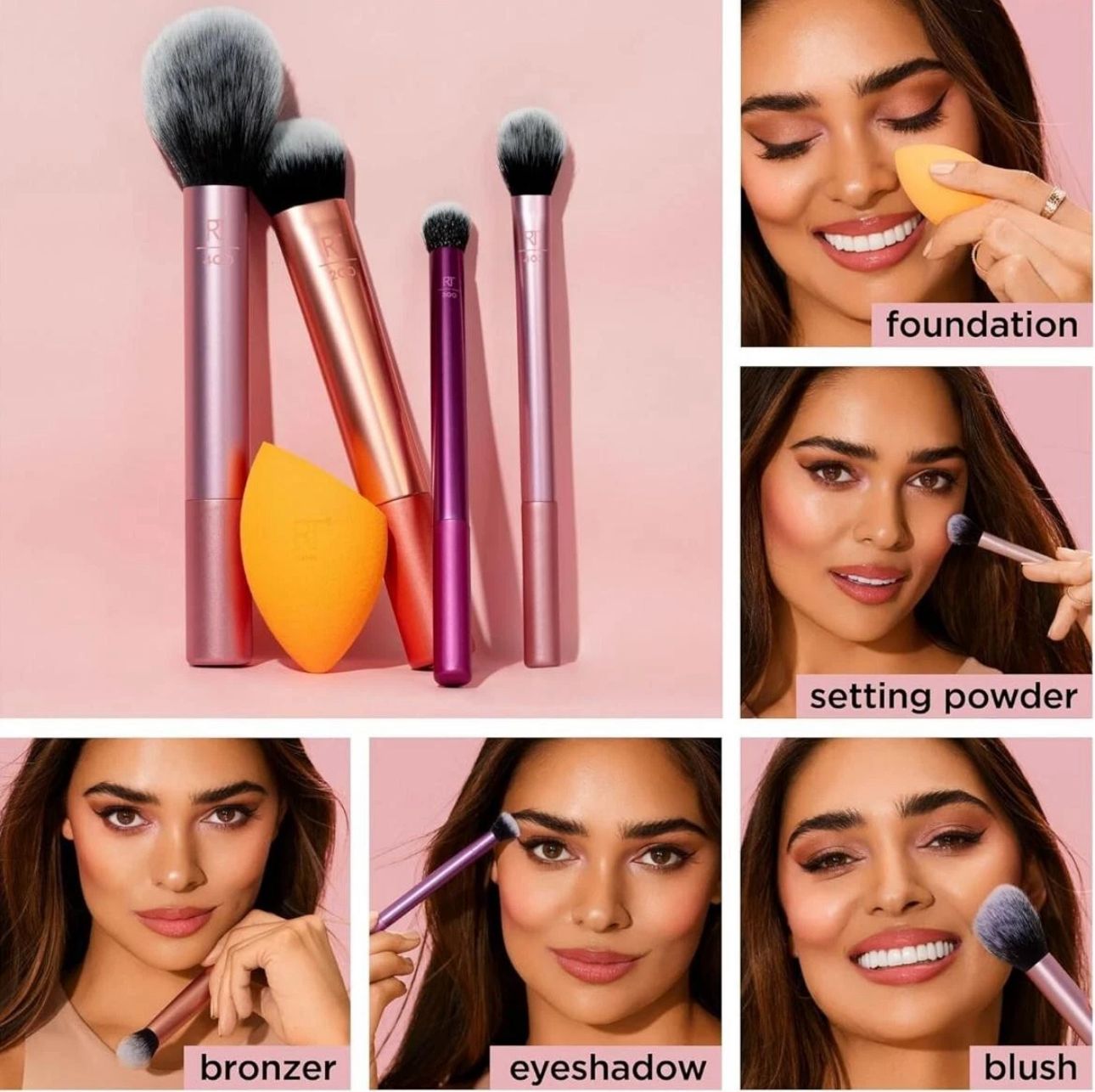 Real Techniques Everyday Essentials Brush Set + Makeup Sponge