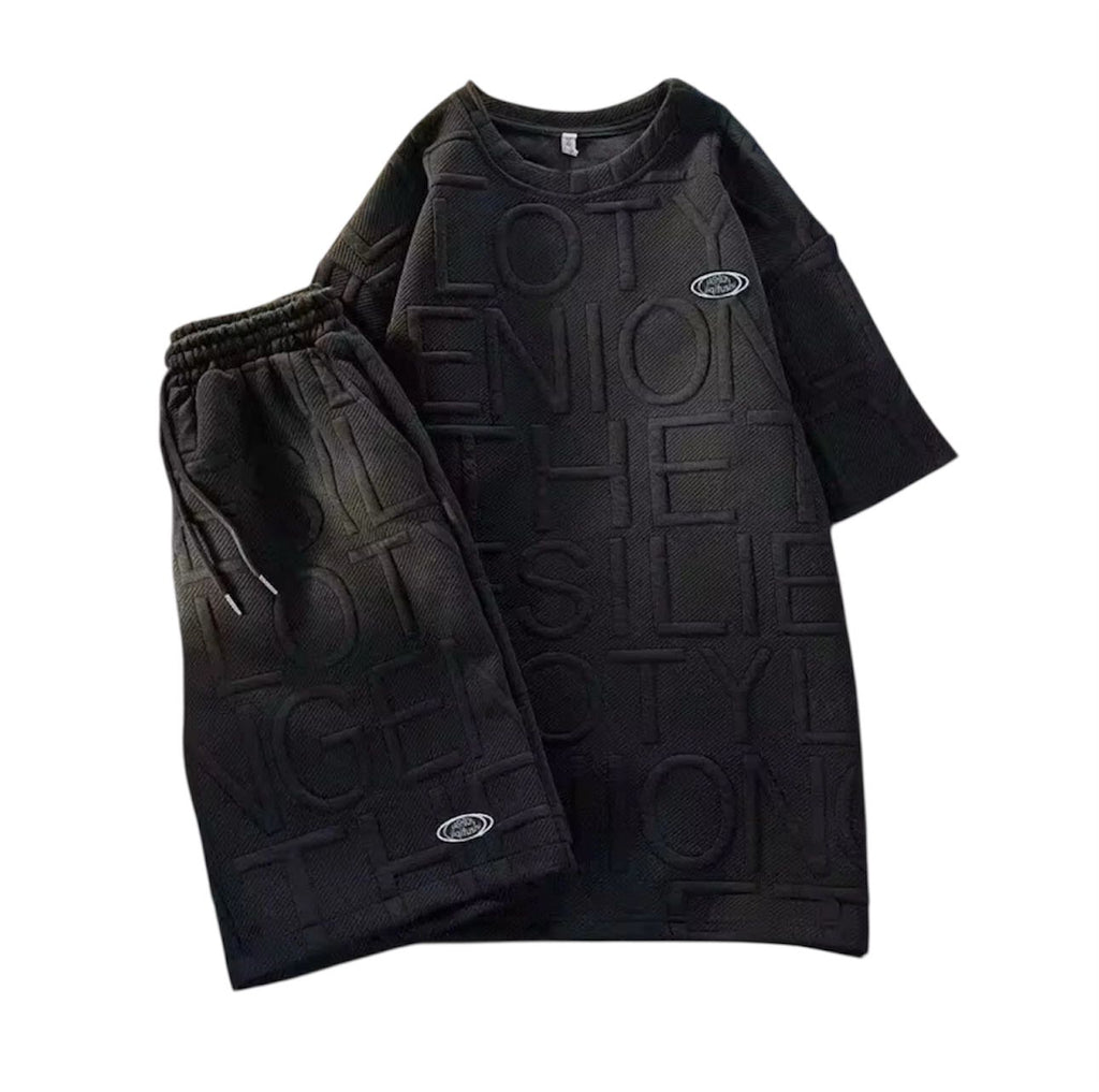 Men’s 3D Embossed T-Shirt & Shorts Set