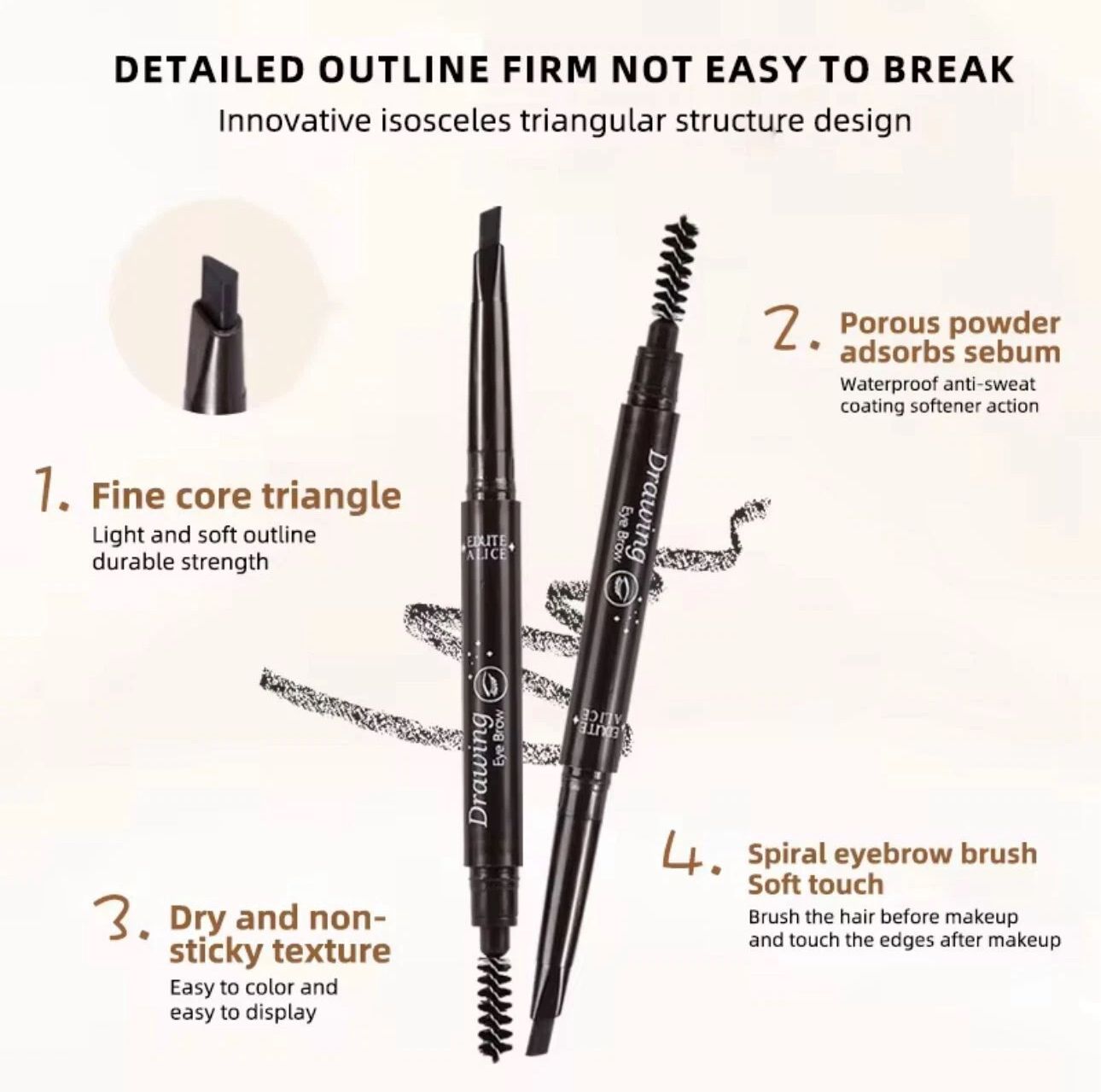 Eyebrow Pencil & Brush – Fine Definition Waterproof Shaper
